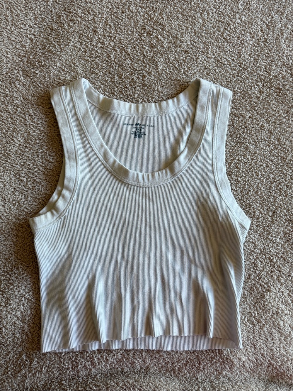 Brandy Melville Cream Ribbed Cropped Tank